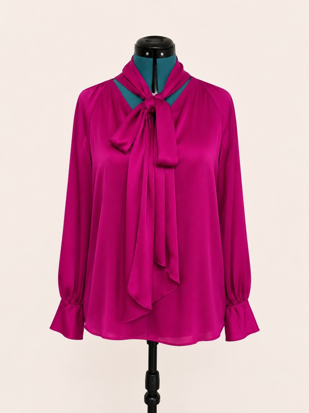 INC International Concepts Fuchsia Tie-Neck Blouse